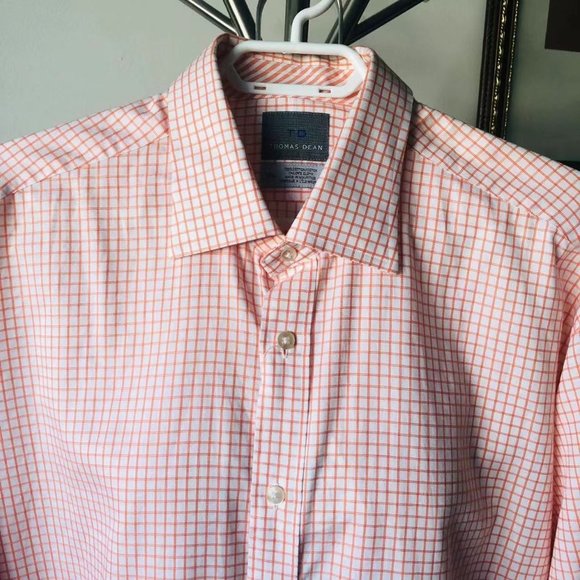 COPY - 🛍️ Host Pick 🛍️ NWT, Thomas Dean Orange Checkered Long Sleeve Shirt Size… - Picture 6 of 12